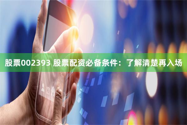 股票002393 股票配資必備條件：了解清楚再入場